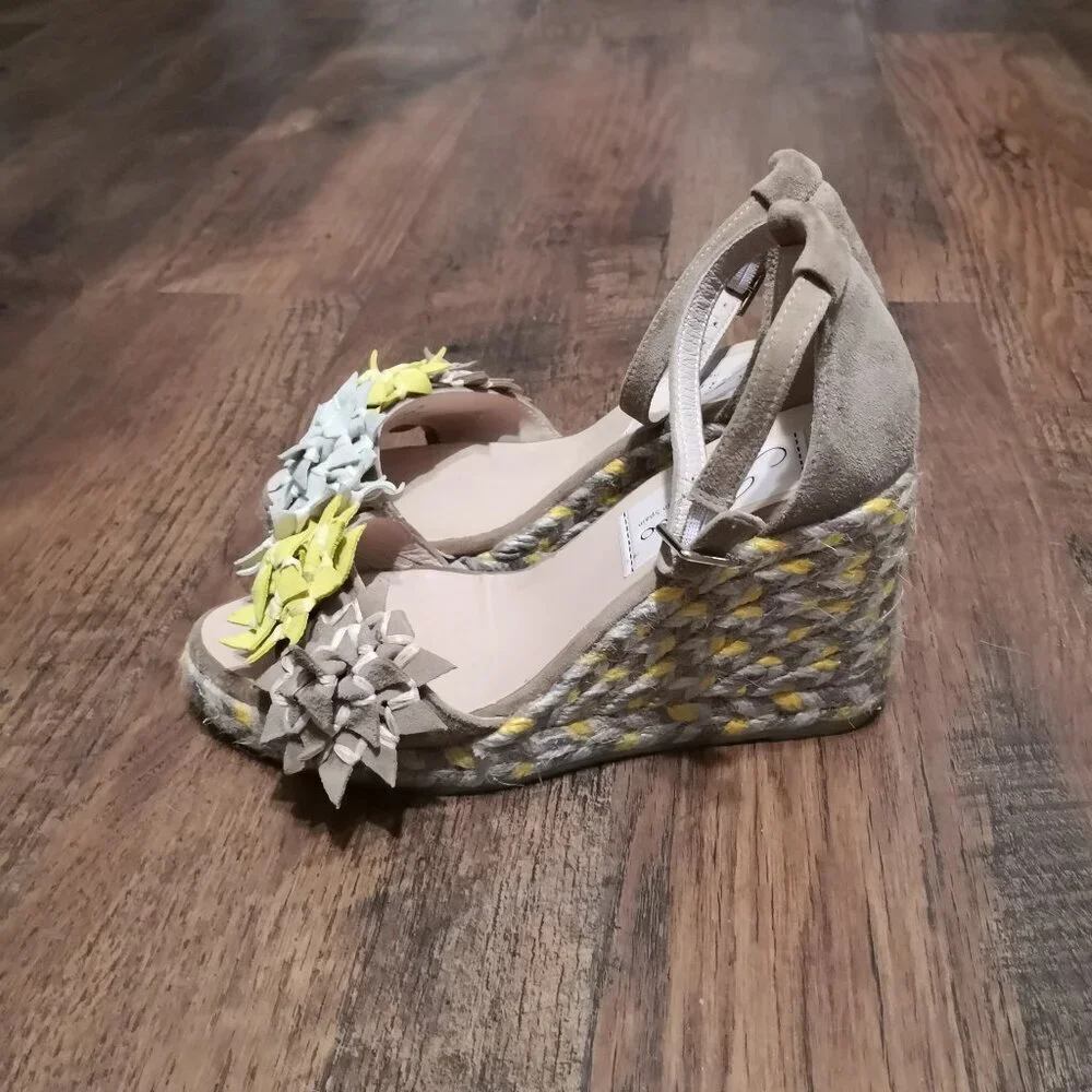 Gaimo Cessy Leather Espadrille Floral Wedge Sandals Ankle‎ Strap EU36/US5.5-6